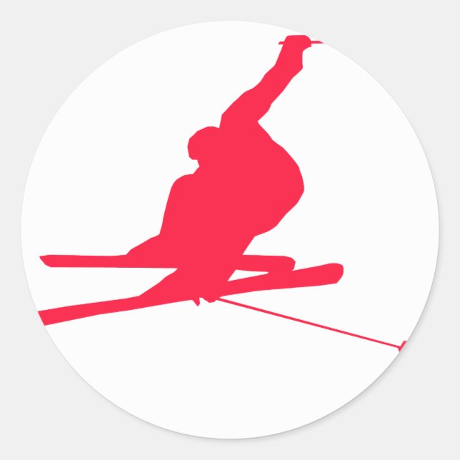 Sticker Rond Ski Scarlet Red Snow (Devant)