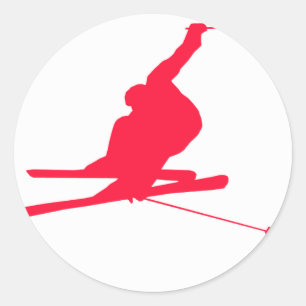 Sticker Rond Ski Scarlet Red Snow