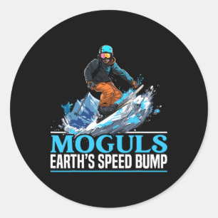 Sticker Rond Ski Skier Saison Ski hiver Sport neige Mogul Ski