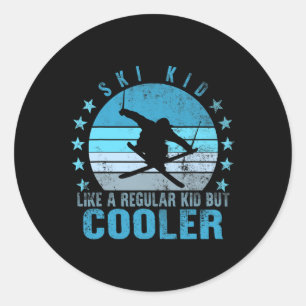 Sticker Rond Ski Snowboard Enfant de ski Amateur de ski Montagn