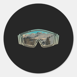 Sticker Rond Ski Snowboard Goggins Hiver Montagnes Snowboardin