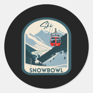 Sticker Rond Ski Snowbowl Rétro Style Vintage Snowbowl Ski