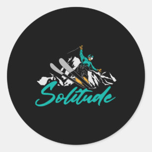 Sticker Rond Ski Solitude Sports d'hiver Ski Ski