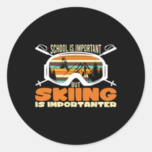 Sticker Rond Ski Sports D'Hiver Ski Pour Skieurs