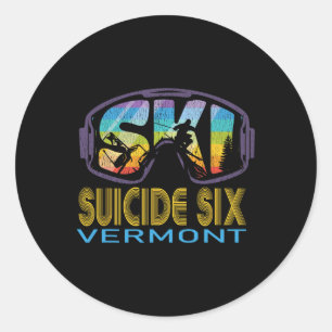 Sticker Rond Ski Suicide Six Vermont Vacances de ski