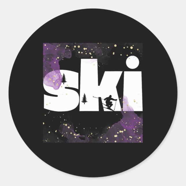 Sticker Rond Ski Sur Les Pistes5 (Devant)