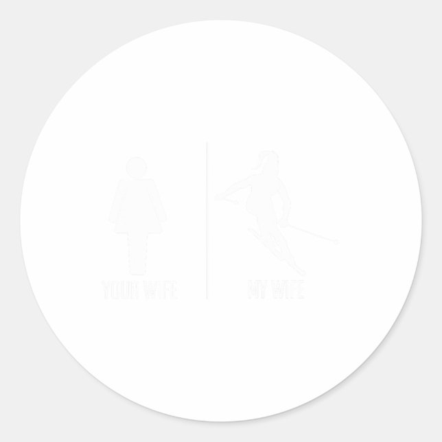 Sticker Rond Ski Trip Skiing Wife Husnd Marriage  (Devant)