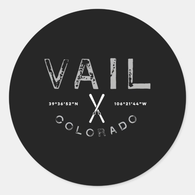 Sticker Rond Ski Vail Colorado (Devant)