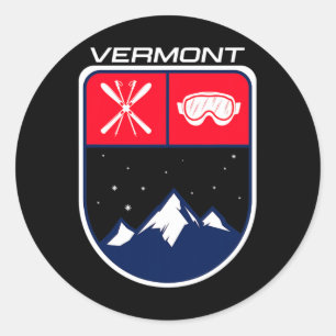 Sticker Rond Ski Vermont Mountain Ski Trail Skier Goggle Pol