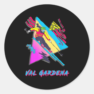 Sticker Rond Ski Vibrant Artwork Val Gardena Ski