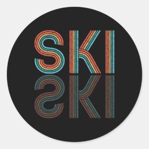 Sticker Rond Ski Vintage 80s 90s Hiver Ski Hommes