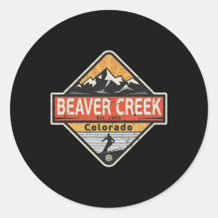 Sticker Rond Ski vintage à Beaver Creek Colorado montagne ennei