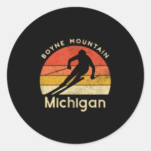Sticker Rond Ski vintage Boyne Mountain Michigan Mountain