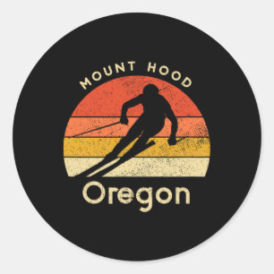 Sticker Rond Ski vintage Mont Hood Oregon Montagne