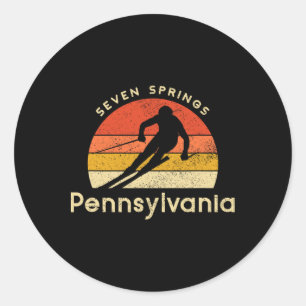 Sticker Rond Ski vintage Seven Springs montagne Pennsylvanie