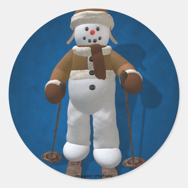 Sticker Rond Ski Vintage Snowman (Devant)
