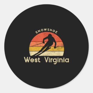 Sticker Rond Ski vintage Snowscute Ss Cute Ss West Virginia Mou