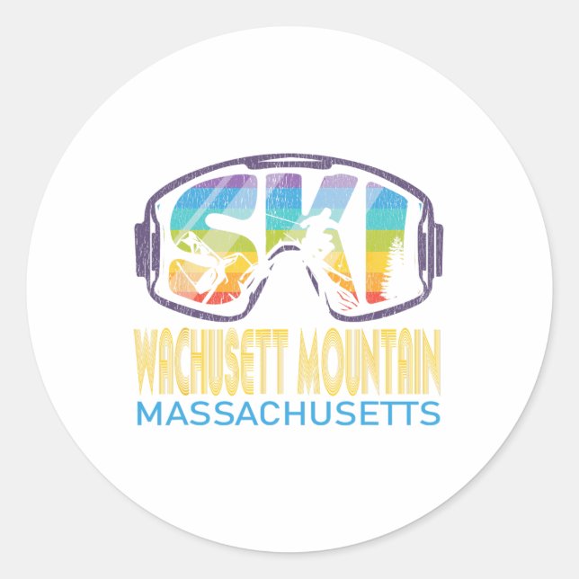 Sticker Rond Ski Wachusett Mountain Machusetts Skiing Vacation  (Devant)