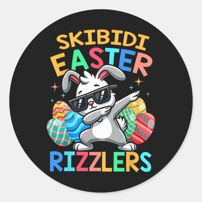 Sticker Rond Skibidi Rizzlers de Pâques amusants Sigma Gen Alp (Devant)