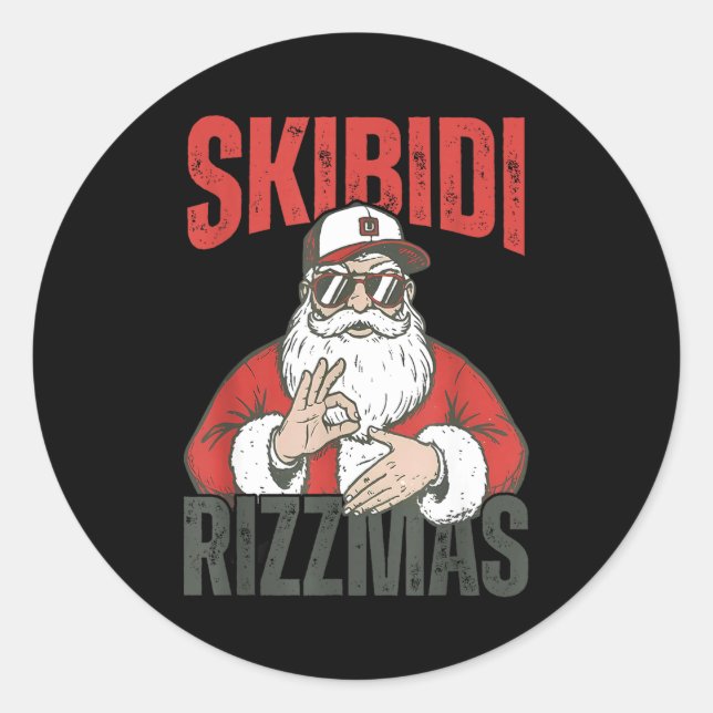 Sticker Rond Skibidi Rizzmas 6 7 Christmas Santa Claus Six Seve (Devant)