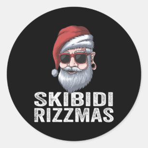 Sticker Rond Skibidi Rizzmas Noël Père Noël Merry Rizz Mas Xma