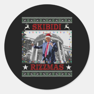 Sticker Rond Skibidi Rizzmas Noël Rizz Donald Trum Charisme