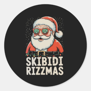 Sticker Rond Skibidi Rizzmas Papa Noël Rizz Noël Fêtes