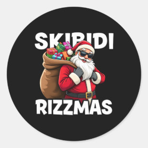 Sticker Rond Skibidi Rizzmas Père Noël Game Joyeux Rizzmas You