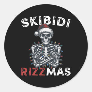 Sticker Rond Skibidi Rizzmas Retro Joyeux Noël Sigma Rizzma