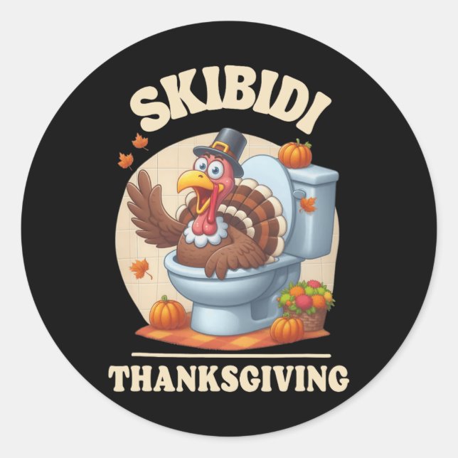 Sticker Rond Skibidi Thanksgiving Mème amusant Skibidi Toilet T (Devant)