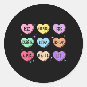 Sticker Rond Skibidi Valentines Journée Candy Heart Funny Valen