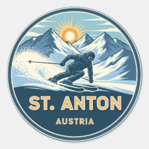 Sticker Rond Skier à St. Anton Autriche