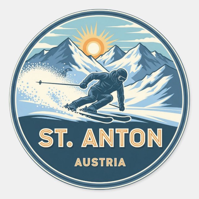 Sticker Rond Skier à St. Anton Autriche (Devant)