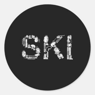 Sticker Rond Skier Ski Équipement Cadeaux Superbes