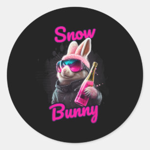 Sticker Rond Skier Snow Bunny Après-ski