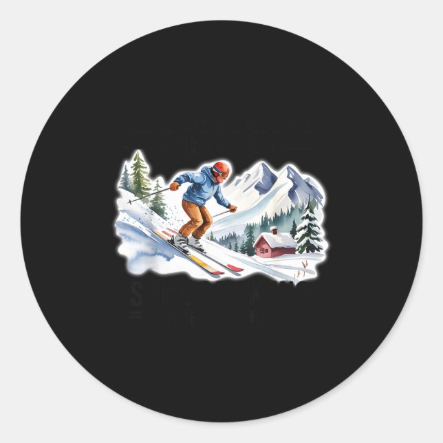 Sticker Rond Skiers Men Still Go Skiing In Their Seventies Birt (Devant)