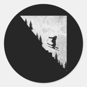 Sticker Rond Skieur de descente libre Style libre extrême hiver