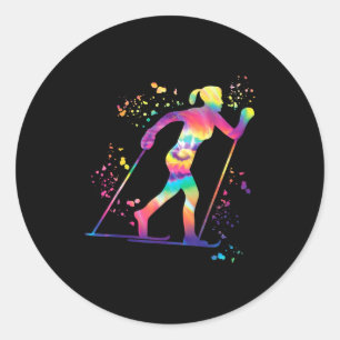 Sticker Rond Skieur de fond ski nordique xc