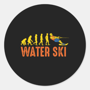 Sticker Rond Skieur de plage Évolution Ski nautique Wakeboard