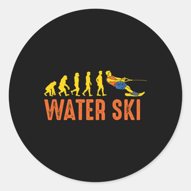 Sticker Rond Skieur de plage Évolution Ski nautique Wakeboard (Devant)