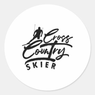 Sticker Rond Skieur de ski de fond Ski Xc Sports d'hiver Sn