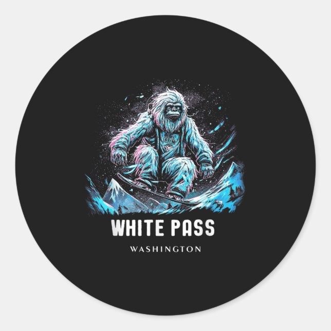 Sticker Rond Skieur de ski de Washington P Blanc _1  (Devant)