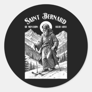 Sticker Rond Skieur de ski Saint patron Bernard Hiver vintage S