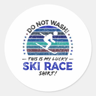 Sticker Rond Skieur Drôle de Skieur de Ski Citation Rétro Vinta