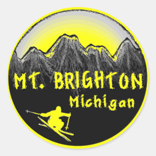 Sticker Rond Skieur du Mt. Brighton Michigan