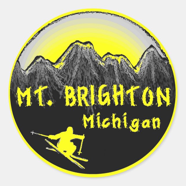 Sticker Rond Skieur du Mt. Brighton Michigan (Devant)
