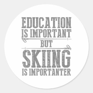 Sticker Rond Skiing Art For Men Women Kids Winter Sport Ski Lov