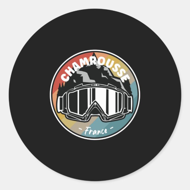 Sticker Rond Skiing In Chamrousse France (Devant)