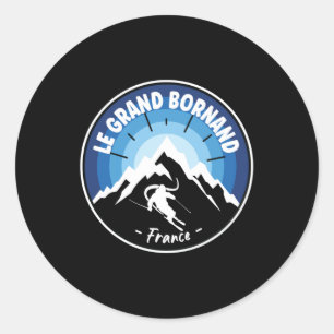 Sticker Rond Skiing In Le Grand Bornand France Blue