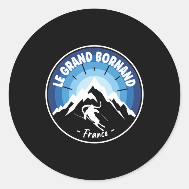 Sticker Rond Skiing In Le Grand Bornand France Blue (Devant)